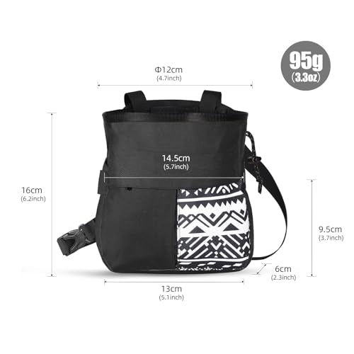 Mountaineering Chalk Bag, Large Capacity with Independent Front Pocket and Dual Hanging Points for Outdoor Sports Training - size: Small Black