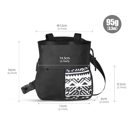 RiToEasysports Chalk Bag, Large Capacity Mountaineering with Trapezoidal Bottom Holds with Dual Hanging Points for Outdoor Sports - size: Small Black