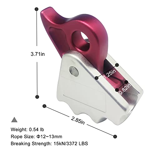 Detachable Climbing Ascender 15kN Rope Grab Ascender, Flip Line Adjuster, Fall Protection Belay Device for Rock Climbing,Tree Arborist/Fit for 11~13 MM Rope - color: Silver-undetachable