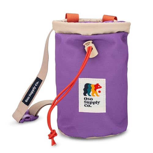 Classic Chalk Bag for Rock Climbing, Bouldering Chalk Bag Bucket with Quick-Clip Belt, Zippered Pockets and Pouch - Perfect Indoor/Outdoor Rock Climbing Gear Equipment - color: Lavender