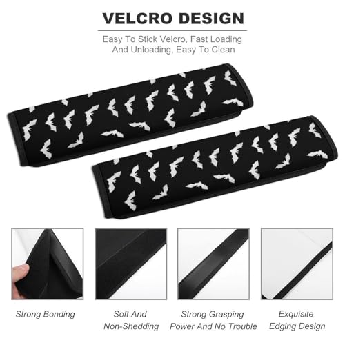 2 Pack Soft Padded Seat Belt Cover for Girls and Boys, All Vehicles, Gothic Bat Black Harness Pads Strap, Anti-Slip Pad - color: Pattern 230