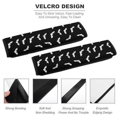 2 Pack Soft Padded Seat Belt Cover for Girls and Boys, All Vehicles, Gothic Bat Black Harness Pads Strap, Anti-Slip Pad - color: Pattern 230