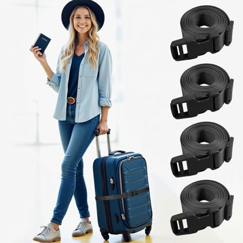 XTACER 1 Inch Molle Backpack Accessory Strap Luggage Straps Cover Strap Sleeping Bag Strap with Buckle (Black, 24in) - color: BLACK, size: 24 Inches