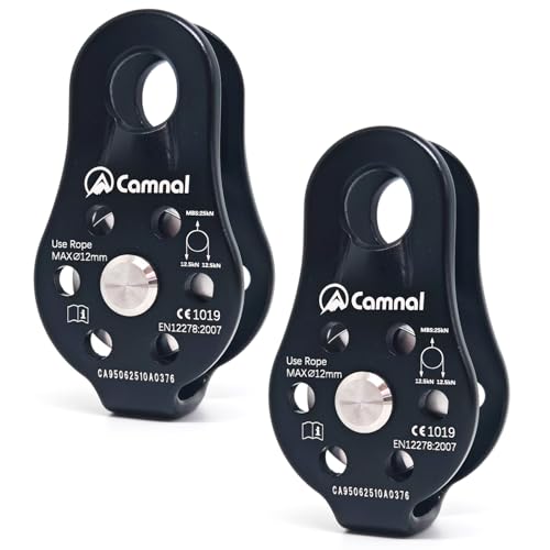 2pcs Fixed Plate 26KN Micro Climbing Pulley, General Purpose Small Single Sheave Hauling Pulley for Rock Climbing, Rappelling, Zipline Sports Etc (Black, Pack of 2) - color: Black(Pack of 2)