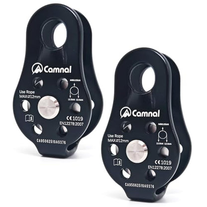 2pcs Fixed Plate 26KN Micro Climbing Pulley, General Purpose Small Single Sheave Hauling Pulley for Rock Climbing, Rappelling, Zipline Sports Etc (Black, Pack of 2) - color: Black(Pack of 2)
