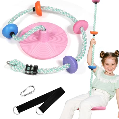 ZNCMRR Tree Swings for Kids Outdoor Rope Swing for Tree Climbing Rope for Kids Disc Swing Indoor Outdoor Swing Set Accessories(Candy Pink) - color: Candy Pink Disc Swing Seat