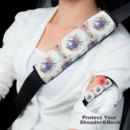 Universal Fit Seat Belt Shoulder Pad for Kids, Car Seats Pushchair Strollers High Chair Pushchair, 1 Pair Flower Dragon Automotive Seat Belt Protector - color: Pattern 279