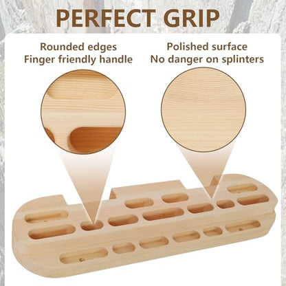 Climbing Hangboard for Rock Climbing Training – Wooden Fingerboard with Multi-Grip Design – Strengthen Fingers & Grip – Easy Mount for Home & Gym - color: Brown 1
