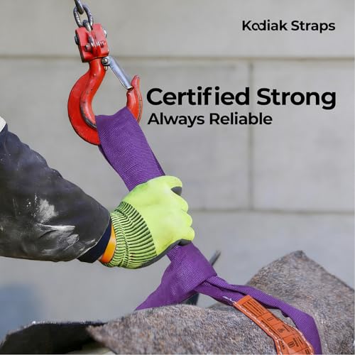 Endless Round Sling Lifting Strap- 4 Feet x 2600 lbs Vertical Capacity - Polyester Lifting Sling Strap, Heavy Duty for Rigging Moving Towing Hoisting- (1Pack)- Kodiak Straps - color: PURPLE, size: 2600LBS x 4FT