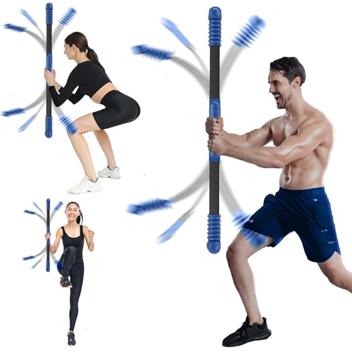 Elastic Fitness bar, Weight bar, Core Strength Training, Arm Twister, Home Gym Workout, Suitable for Men, Women Body Shaping and Fat Burning Training - color: blue