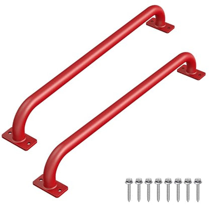 SELEWARE 30" Red Playground Ladder Handle Metal Playset Handles Grab Bars | 500LB 2Pcs Heavy Duty Steel Kids Playground Handles for Indoor/Outdoor Ladder Handrail Swing Set Treehouse Rock Climbing Wall - color: D: red-30"-2 Pcs