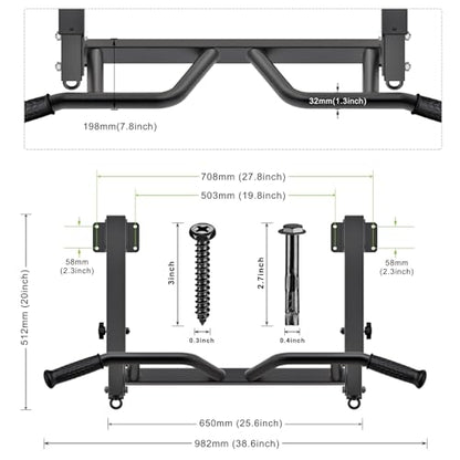 SELEWARE Heavy Duty Welded Pull Up Bar Wall/Joist/Ceiling Mount Chin Up Bar | Multifunctional Pull-up Bars w/Resistance Band Hooks for Home Gym Strength Training, Sturdy Steel Construction Support 500 lb - color: E1: Black Joist Mount Pull Up Bar