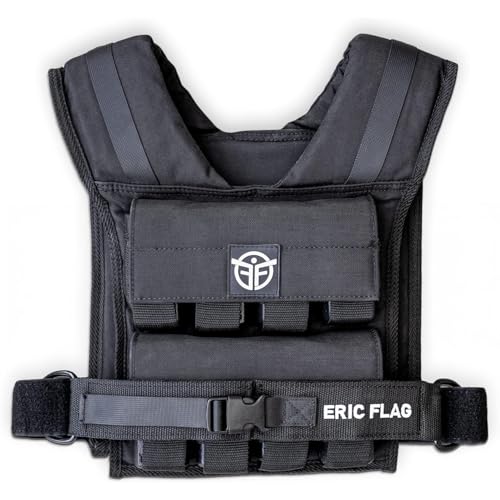 ERIC FLAG 40 lb Weighted Vest for Men & Women - Adjustable 0-40 lb with 16 Iron Weight, Heavy-Duty for Calisthenics, Running and Walking - Compact 1000D Oxford - Weighted Vest with Removable Weights