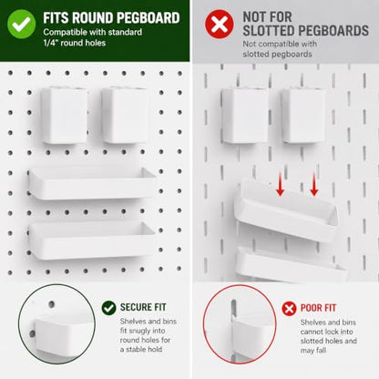 FZK 28-Packs Peg Board Organizer Accessories Kit, Black | Includes ABS bins, shelves, book racks, and pegboard hooks, fits standard pegboards, ideal for home, office and gaming room - color: Black