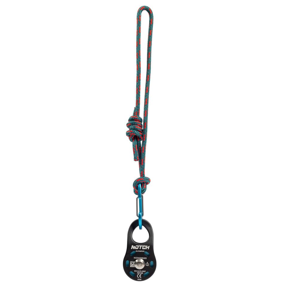Notch Micro Pulley Combo Includes Micro Pulley, Micro Carabiner & 5mm Accessory Cord, Midline Attachable, Use with Lines up to ½” (13mm) (50096)