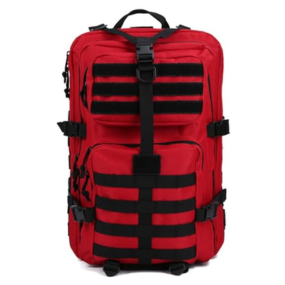 REEBOW GEAR Military Tactical Backpack for Men Large Army 3 Day Assault Pack Molle Hiking Daypack Bag (Red-black) - color: Red-black