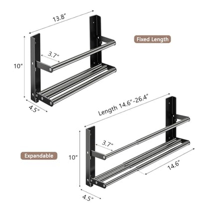 Wall Mounted Shoe Rack, 2-Tier Hanging Shoe Organizer Space-Saving Shoe Rack for Door, Wall Hanging Shoe Rack, Foldable Shoe Shelf for Wall, Metal Shoe Storage Organizer, Black - size: Fixed length 13.8"