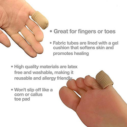 SOHLER 6 Packs Closed Toe Caps Finger Covers Sleeve Protectors, Elastic Fabric Lined with Soft Gel (Large 3/4"x 2-1/2") - size: Large 1"x 2-1/2"