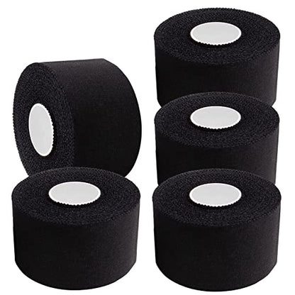 ADMITRY Athletic Tape,5 Pack Black Sports Tape | Strong Stick No Sticky Residue for Hockey Climbing Sports Medical Splints - color: Athletic Tape Black(cotton)-5 Rolls