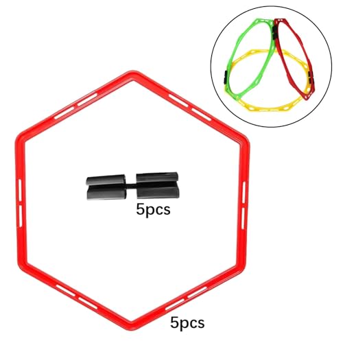 harayaa 5 Pieces Agility Training Rings Fitness Rings Ladder Training Equipment PP Material Portable for Football Basketball Tennis Badminton Rugby Suitable F - color: Red