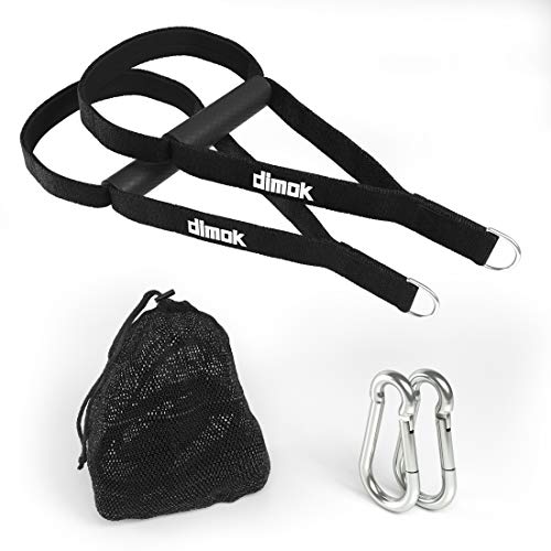 Dimok Heavy Duty Fitness Professional Exercise Handles w Foot Cradle for Cable Machines Resistance Trainer Super Strong Bands Hand Grips Attachment - color: Black w Carabiners
