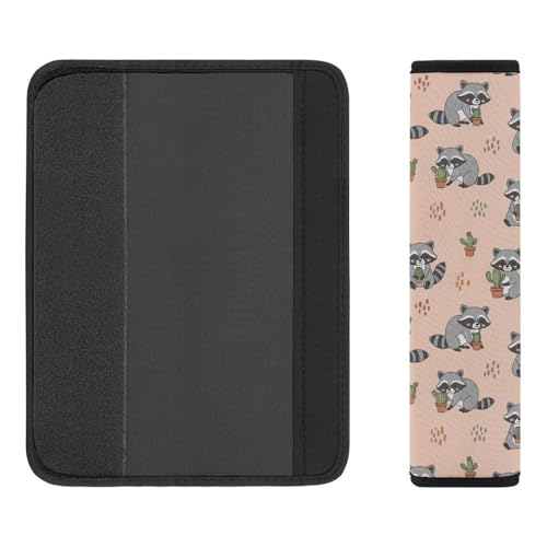 1 Pair Universal Soft and Comfortable Seat Belt Shoulder Pad for Kids, Stroller Pushchair High Chair, Cute Cartoon Raccoons Shoulder Protector, Anti-Slip Pad - color: Pattern 324