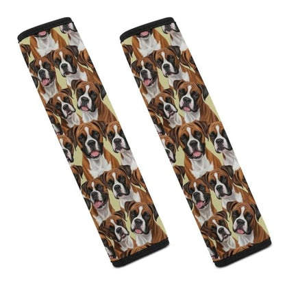 2 Pack Boxer Dog Car Seat Straps Shoulder Pads Universal Soft and Comfortable Seat Belt Cushion for Adults and Children, Stroller Pushchair High Chair - color: Pattern 1244