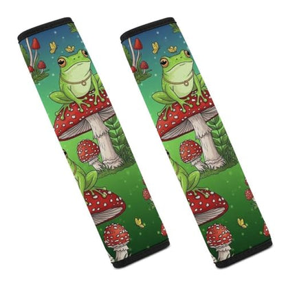2 Pack Soft Padded Seat Belt Cover for Girls and Boys, All Vehicles, Mushroom Frog Harness Pads Strap, Anti-Slip Pad - color: Pattern 473