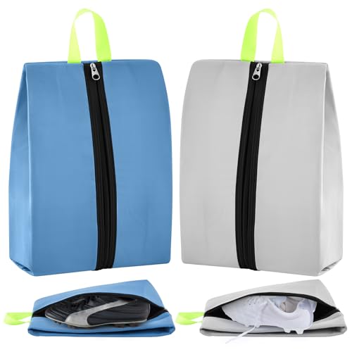 2 Pcs Smell Proof Cleat Bag for Travel, Odor Absorbing & Water Resistant Soccer Cleat Bags, Smell Proof Shoe Bag with Active Carbon Fabric, for Golf Gym Sports Men Women (Gray,Blue) - color: Gray, Blue