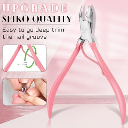 BLESWIN Manicure Pedicure Set, 12 Pcs Nail Care Kit for Women, Mens Nail Grooming Kit, Manicure & Pedicure Tools & Accessories, Pink Nail Kit Manicure Set Luxury Leather Case for Home Salon Use - color: 1-Pink