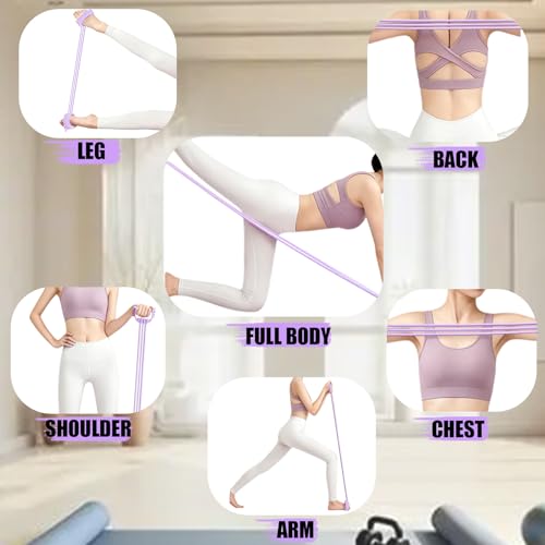 Figure 8 Resistance Bands with Handles, 6 Tube Adjustable Resistance Bands for Arms Back Exercise, Arm Bands for Workout, Strength Training & Full Body Fitness - color: purple