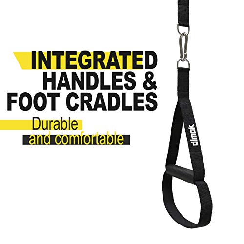 Dimok Heavy Duty Fitness Professional Exercise Handles w Foot Cradle for Cable Machines Resistance Trainer Super Strong Bands Hand Grips Attachment - color: Black w Handles