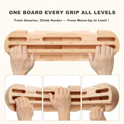 Wooden Climbing Hangboard, Training Hang Board, Rock Climbing Fingerboard with Incremental Depth Pockets for Finger & Forearm Strength, Grip Training and Pull-ups for Climbers Gift