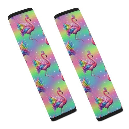 Universal Fit Seat Belt Shoulder Pad for Adult Use, Most Cars, 2 Pack Flamingo Pink Rainbow Harness Pads Strap Pressure Relief - color: Pattern 767