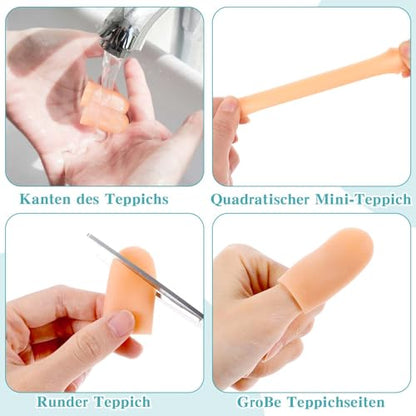 Ptwola 8pcs Finger Cots Silicone Finger Protector Covers Waterproof Soft Fingertips Support Sleeves Rubber Thumb Finger Caps Wrap Gloves for Finger Cracking Wound Cut Biting Protection