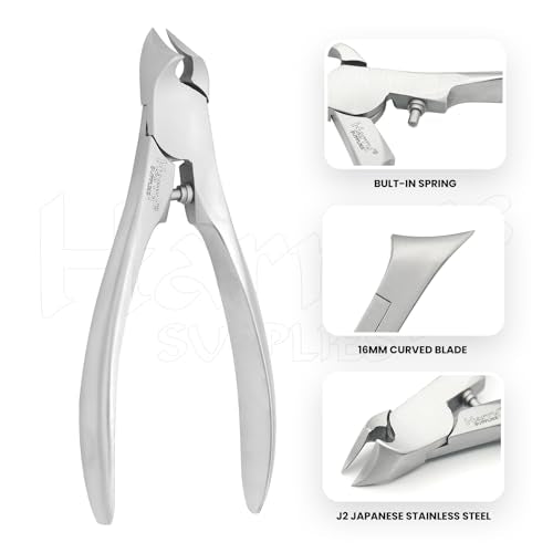 Harry’s Supplies Professional Podiatrist Nail Cutter – Heavy Duty Stainless Steel Toenail & Fingernail Clipper for Thick Nails – Sharp Precision Blade with Ergonomic Grip & Premium Leather Pouch