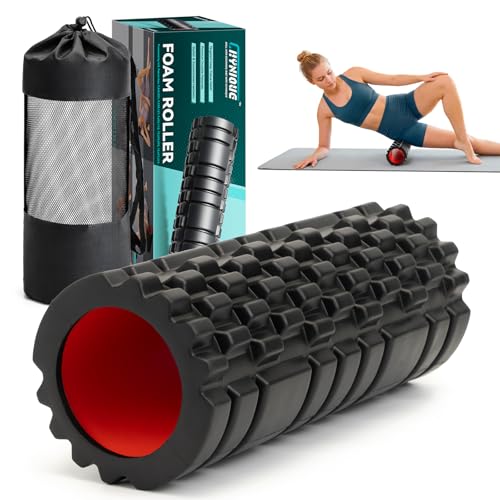 Foam Roller 13" High-Density Deep Tissue for Muscle Recovery | Patented Muscle Roller for Muscle Massage and Myofascial Trigger Point Release Back Roller for Fitness, Yoga, Pilates, Black - color: Black