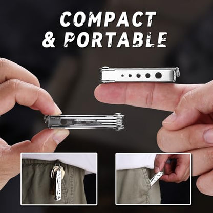 OUTU Multitool,6 in 1 Keychain Stainless Steel EDC Pocket Tool with Bottle Opener, Screwdrivers,SIM Ejector, Compact Gear Eject Card Pin with Gift Box (Silver) - style: Silver