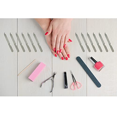 Fingernail Files (12 Pack), Metal Nail Files for Natural Nails, 4’’ Stainless Steel Thin Durable Nail File Bulk Filer with Curved Sharp Pointed Tip Double Sided Manicure Pedicure Toenails Tools