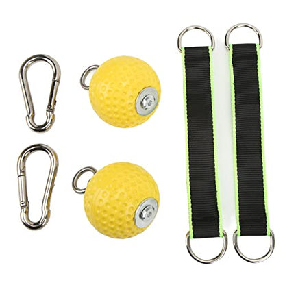 Climbing Pull Up Hand Grips Ball Set | Secure Hold Arm Strength Training for Rock Climbers/Athletes | 2 Grip Balls + 2 Webbing & Buckles | Long - Lasting PU & Steel Construction (72mm Model)