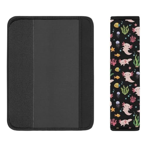 2 Pack Breathable Car Seat Belt Pad for Child, Stroller Pushchair High Chair, Sea Cute Axolotl Neck Strap Covers, Neck and Shoulder Support - color: Pattern 795