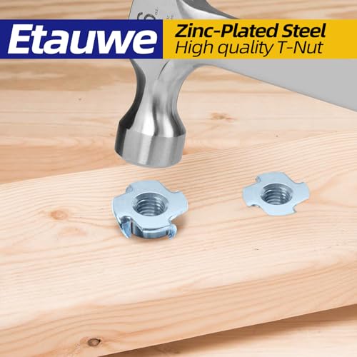 M6 T-Nuts zinc Plated Steel, 4-Pronged Tee Nut for Wood, Rock Climbing Holds, Furniture, 100 PCS - color: Zinc Coated Steel, size: M6