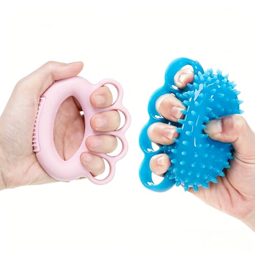 Hand Exercise Ball Set of 2, Finger Therapy Balls for Grip Strengthening, Stress Relief Squeeze Balls for Adults, 4-Ring Design Hand Strengthener for Flexibility and Muscle Recovery, 10lb Resistance