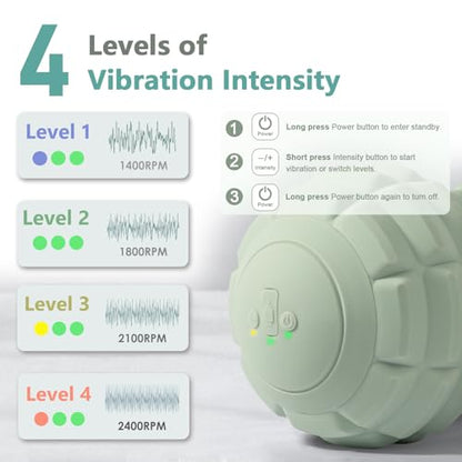 Silicone Vibrating Peanut Massage Ball Roller, Water Resistant Electric Double Lacrosse Massage Ball with 4 Intensities for Muscle Tightness, Deep Tissue Massager for Foot, Back, Hip (Green) - color: Green