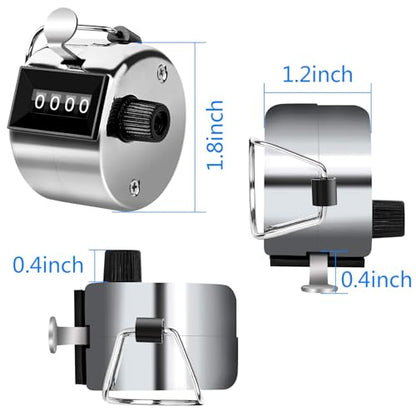 FEBSNOW 2 Pack Tally Counter Clicker 4 Digit Number for School Event | For Row Sport School Event Coaches, Mechanical 4 Digit Counting, Handheld People Clicker Counter - color: Metallic