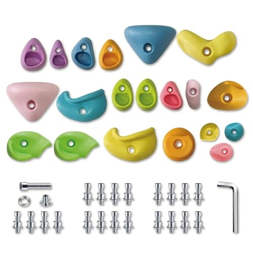 Rock Climbing Holds for Kids, 20 PCS Rock Wall Holds with Hardware, Indoor Outdoor Climbing Grips for Backyard Playset & Home Wall, Easy Install, Pastel Colors - color: 20 Pcs - Pastel Color