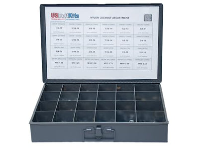 1200pcs Nylon Locknut Assortment USS, SAE, and Metric | Coarse and Fine Thread Grade 8, 5, and 8.8 (See Description for Quantities)