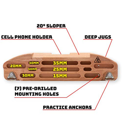 USA-Made Wood Hangboards - The Ultimate Wooden Rock Climbing Hangboards/Fingerboards - style: Buddyboard
