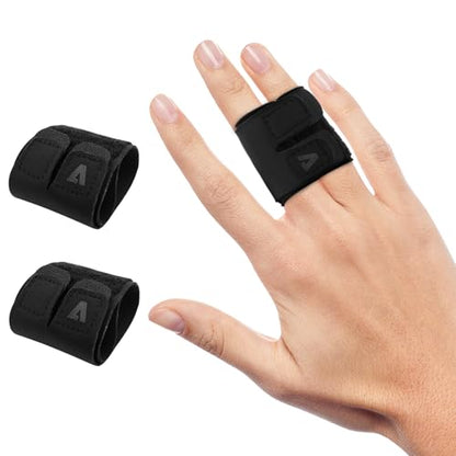 Finger Splints, 2 Pack Neoprene Finger Buddy Straps, No Metal Support Finger Brace, Adjustable Compression Finger Wraps for Daily and Sports Use (Large, Double Finger Design) - size: Large