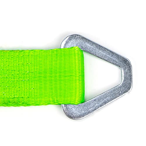 VULCAN Car Tie Down Axle Strap with Wear Pad - 2 Inch x 36 Inch - 4 Pack - High-Viz - 3,300 Pound Safe Working Load - size: 2" x 36" Hi Viz Green (4 Pack)